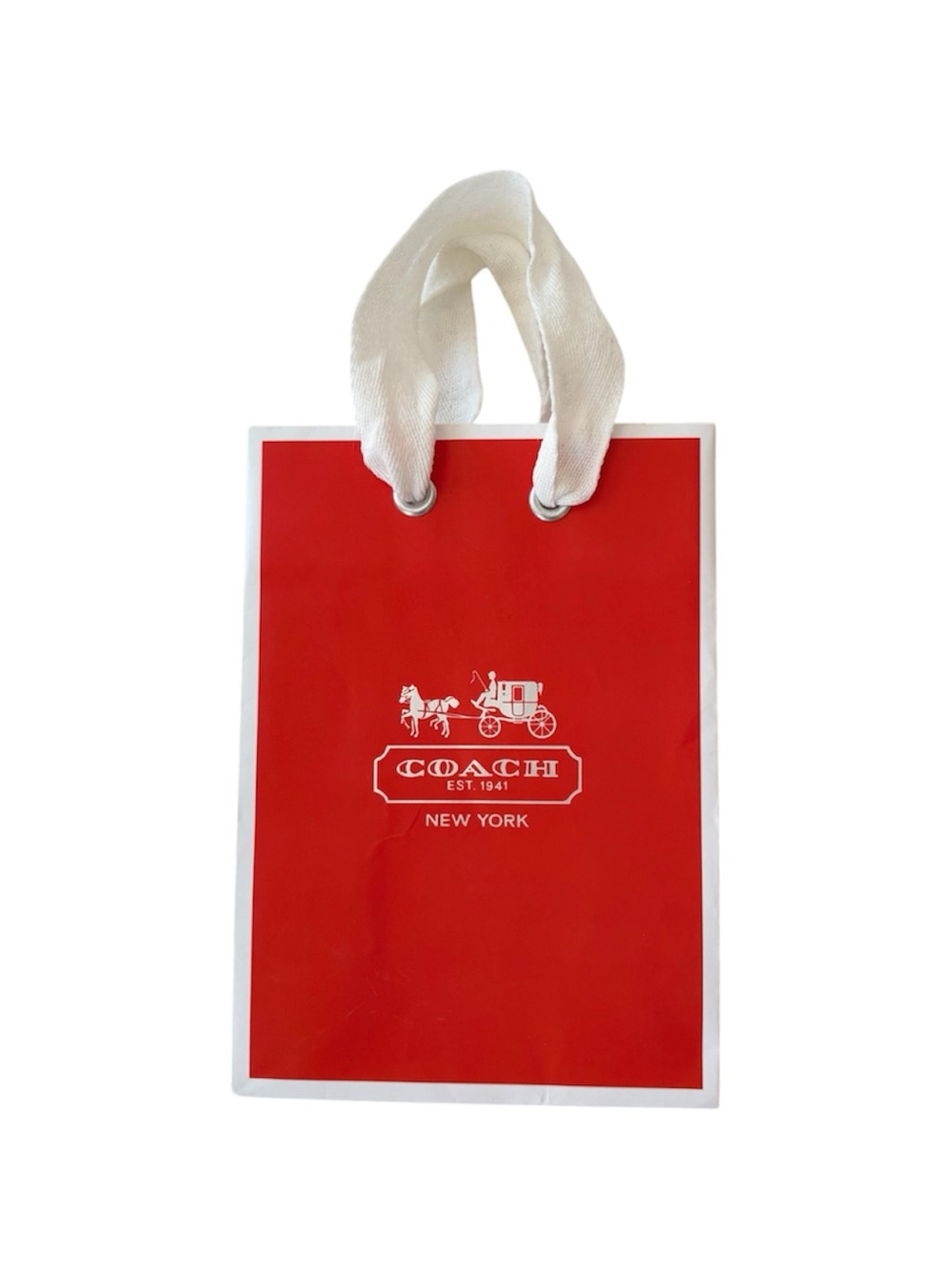 Coach Red Logo Gift Bag Shop Bag with White Handles
